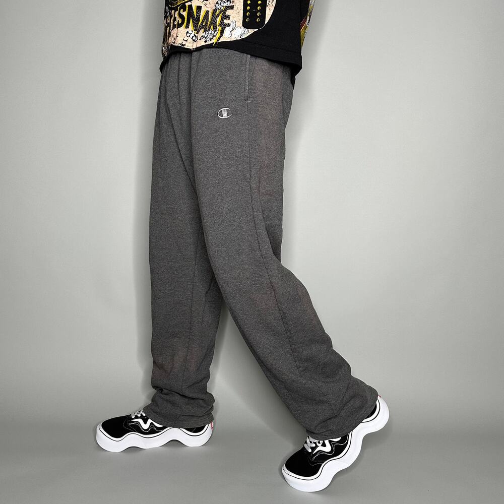 Vintage Y2K Champion Sweatpants Mens L Baggy Wide Leg Fit Dark Grey Cotton